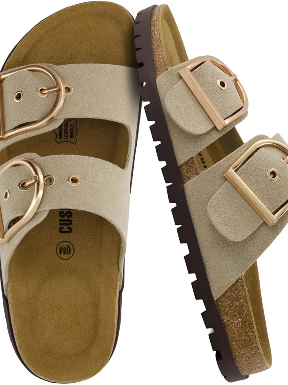 Cushionaire Legacy Cork Footbed Sandals | Colour: Stone | Size 9
